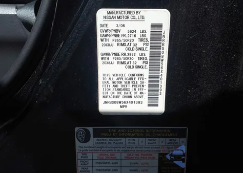 2006 Infiniti Fx45 z USA, uszkodzony, nr VIN JNRBS08W56X401393